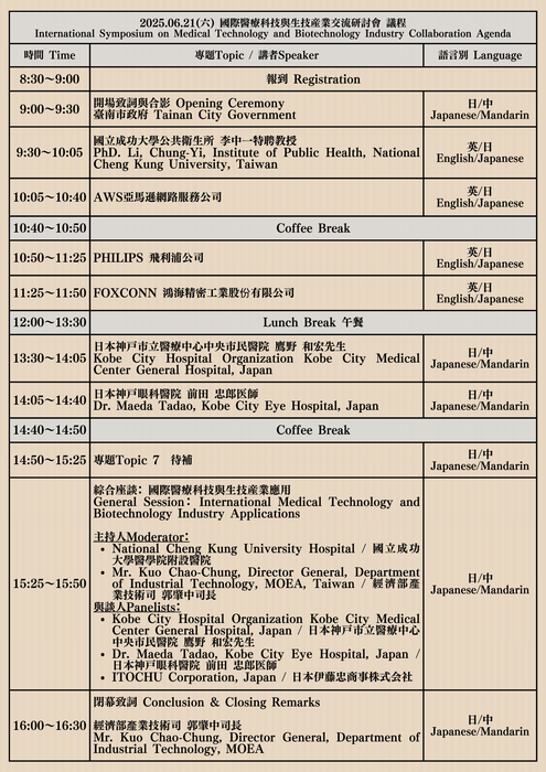 2025.06.21國際醫療科技與生技産業交流研討會 議程